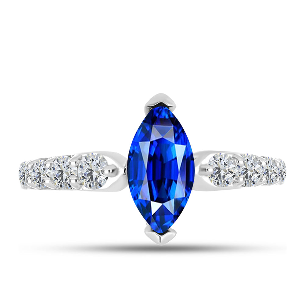 Inel din Argint 925 ( 2.19 grame ) cu Safir Albastru Australian și Topaz Alb 1.97 Carate 1 
