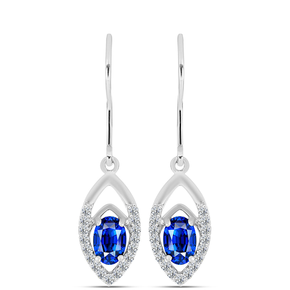 Cercei din Argint 925 ( 2.16 grame ) cu Safir Albastru Australian și Topaz Alb 1.58 Carate