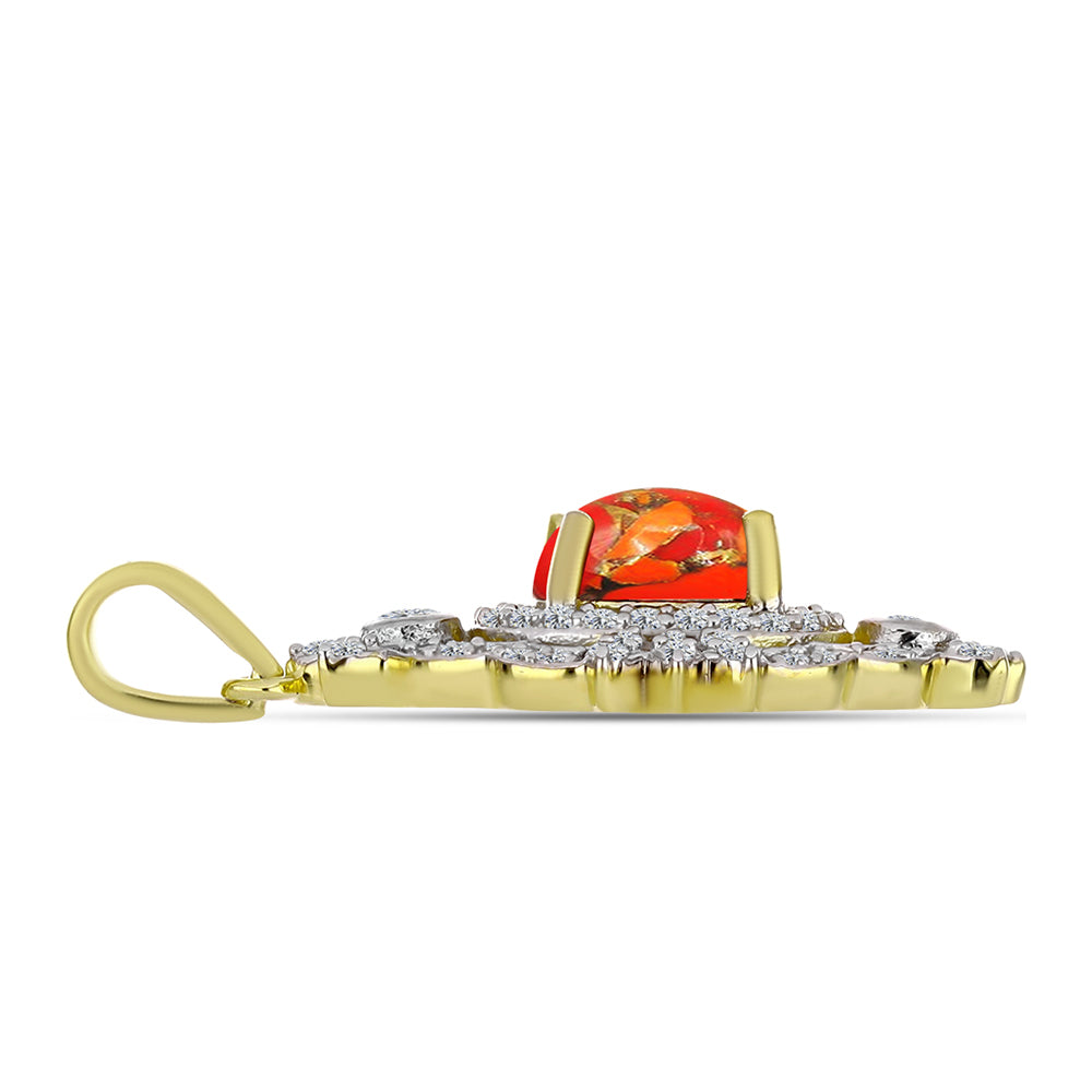 Pandantiv din Argint 925 Placat cu Aur ( 2.42 grame ) cu Turcoaz Mohave și Topaz Alb 1.56 Carate