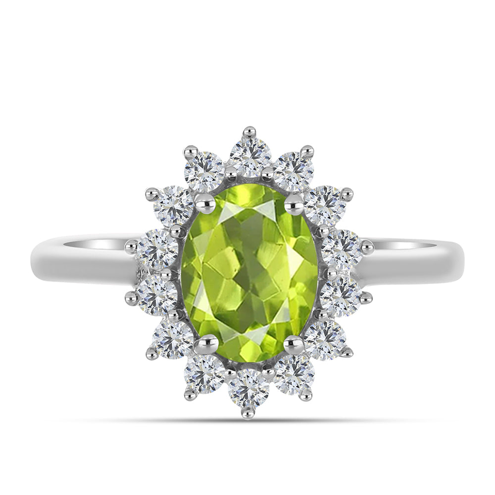 Inel din Argint 925 ( 2.64 grame ) cu Peridot Changbai și Topaz Alb 1.58 Carate 1 