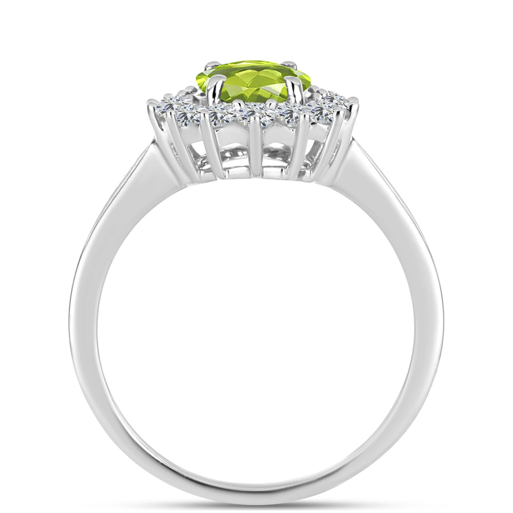 Inel din Argint 925 ( 2.64 grame ) cu Peridot Changbai și Topaz Alb 1.58 Carate 2 
