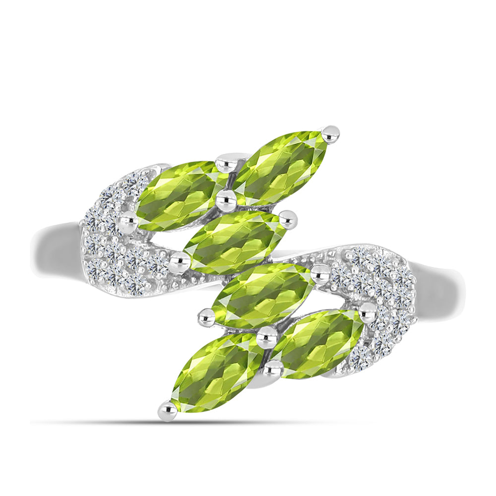 Inel din Argint 925 ( 2.46 grame ) cu Peridot Changbai și Topaz Alb 1.03 Carate