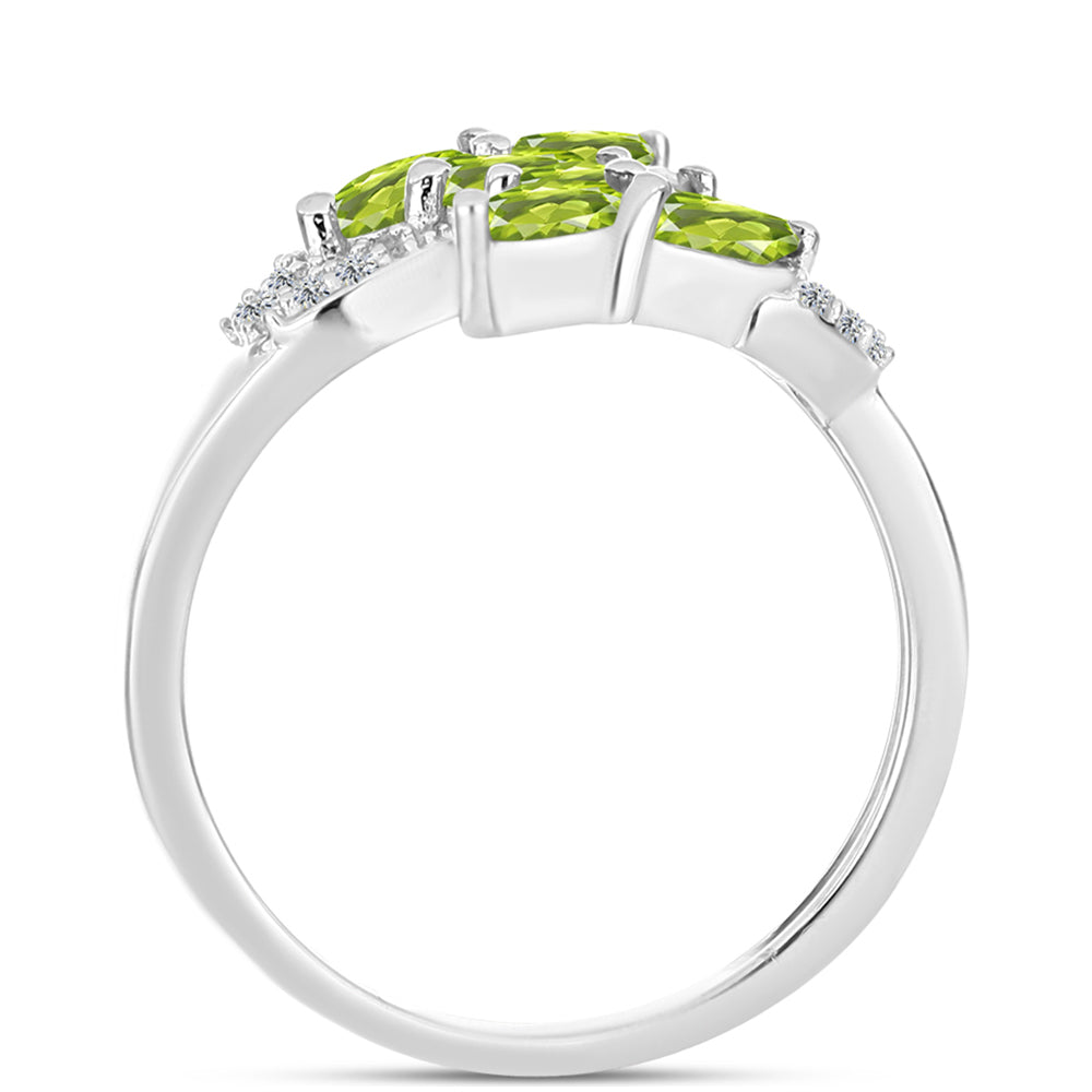 Inel din Argint 925 ( 2.46 grame ) cu Peridot Changbai și Topaz Alb 1.03 Carate