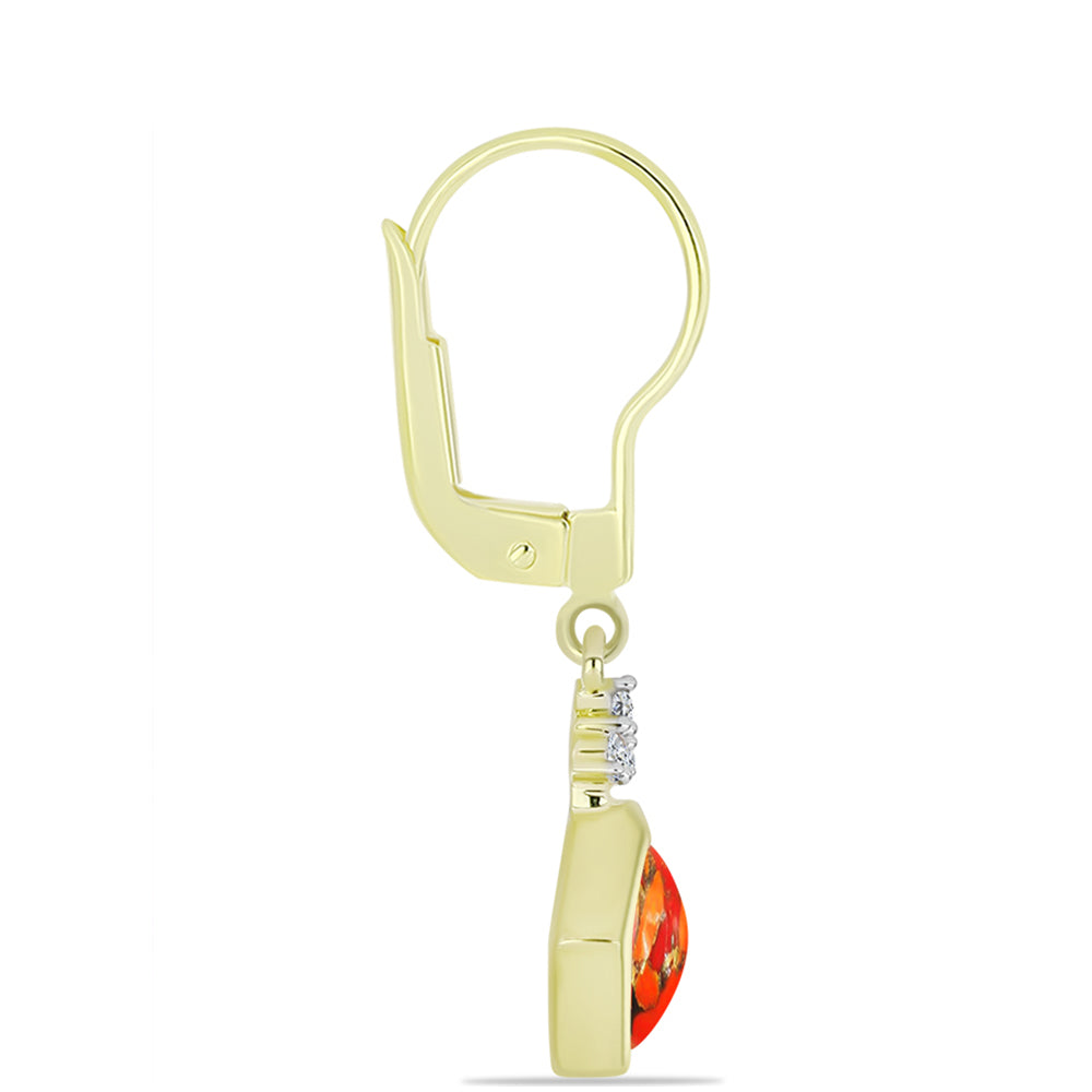 Cercei din Argint 925 Placat cu Aur ( 2.37 grame ) cu Turcoaz Mohave și Topaz Alb 1.33 Carate 2 