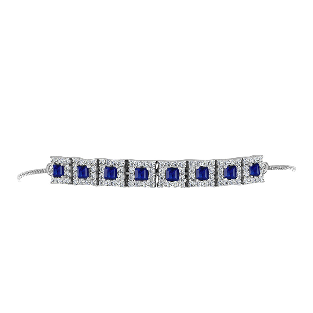Brățară din Argint 925 ( 7.67 grame ) cu Safir Albastru Australian și Topaz Alb 3.65 Carate 2 