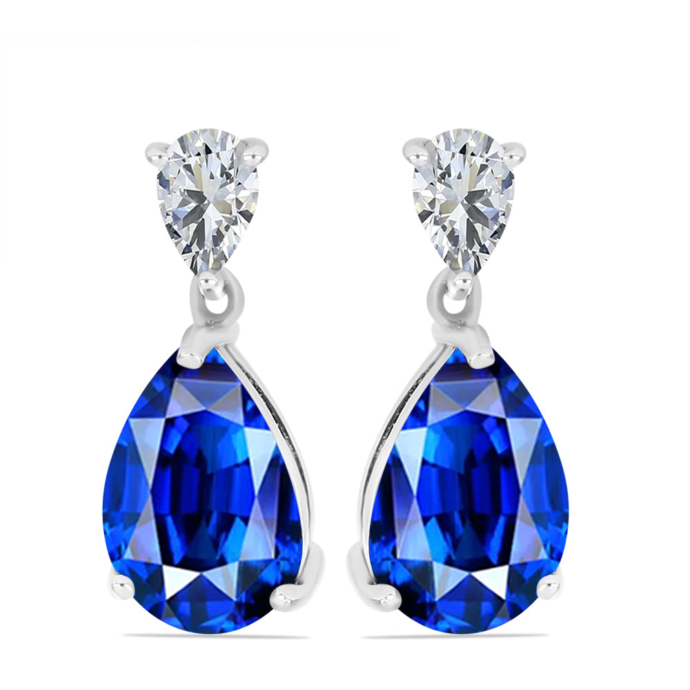 Cercei din Argint 925 ( 2.06 grame ) cu Safir Albastru Australian și Topaz Alb 10.03 Carate 1 