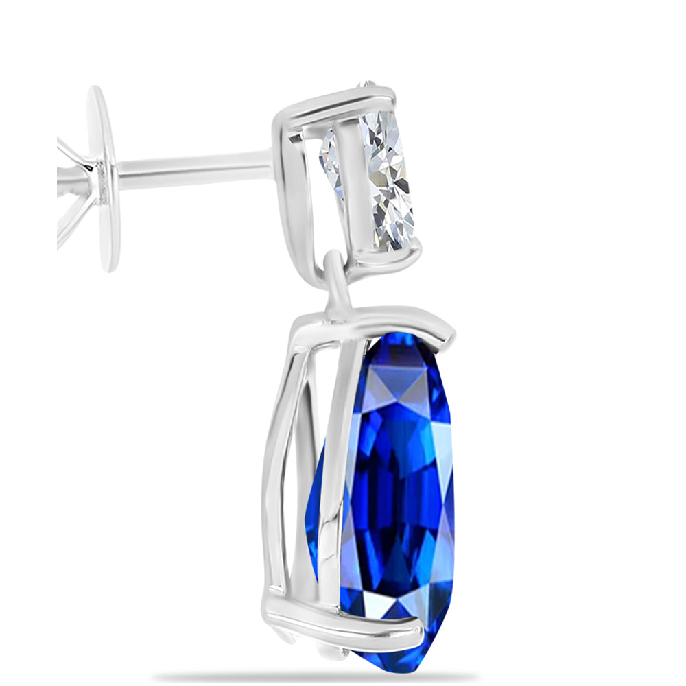 Cercei din Argint 925 ( 2.06 grame ) cu Safir Albastru Australian și Topaz Alb 10.03 Carate 2 