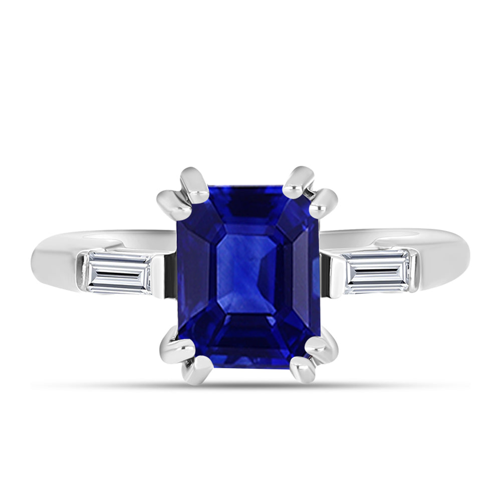 Inel din Argint 925 ( 2.54 grame ) cu Safir Albastru Australian și Topaz Alb 3.72 Carate 1 