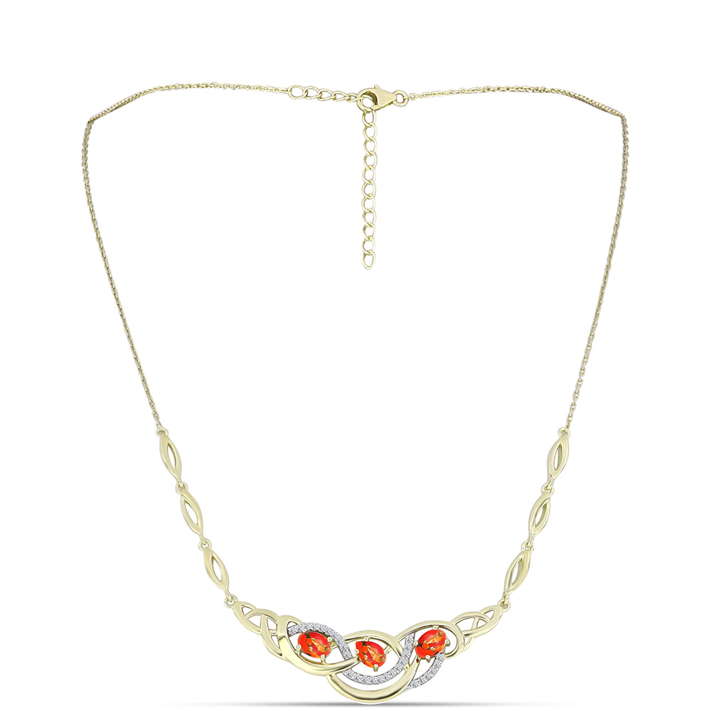 Colier din Argint 925 Placat cu Aur ( 8.35 grame ) cu Turcoaz Mohave și Topaz Alb 1.45 Carate 1 