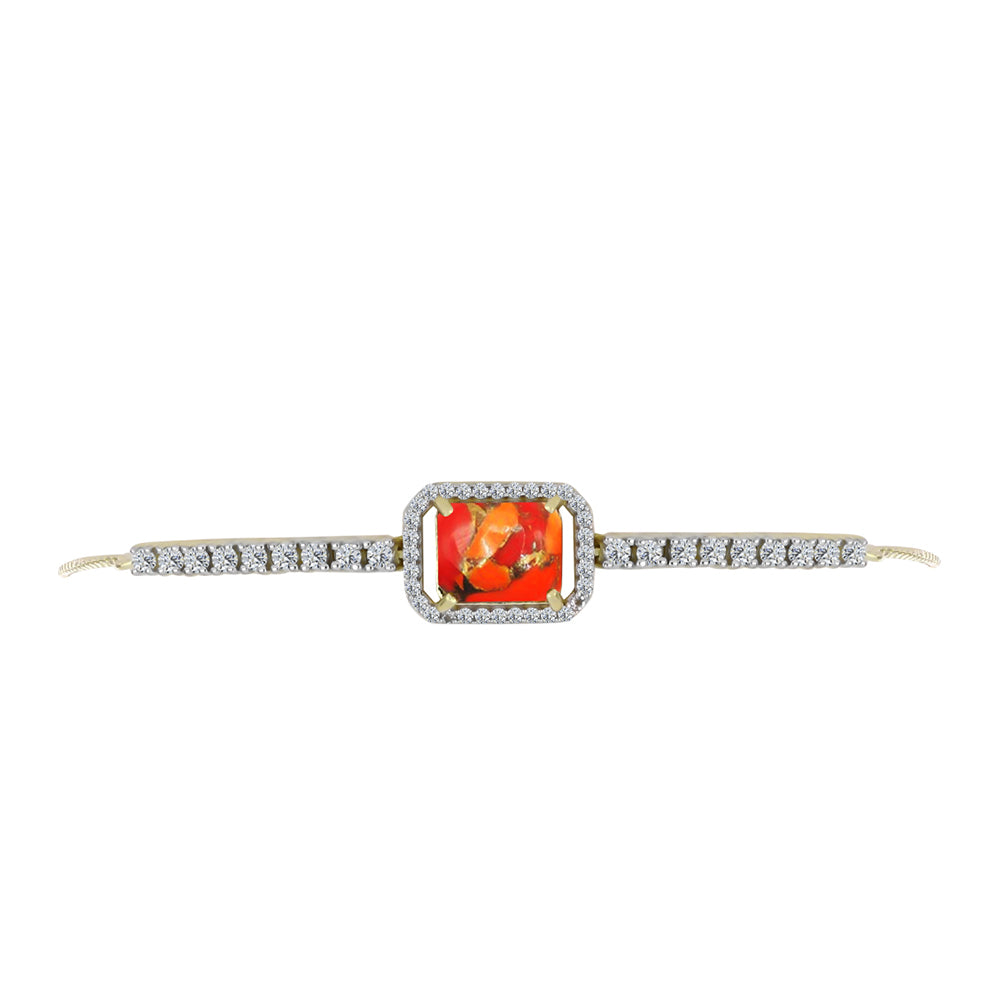 Brățară din Argint 925 Placat cu Aur ( 5.7 grame ) cu Turcoaz Mohave și Topaz Alb 3.68 Carate