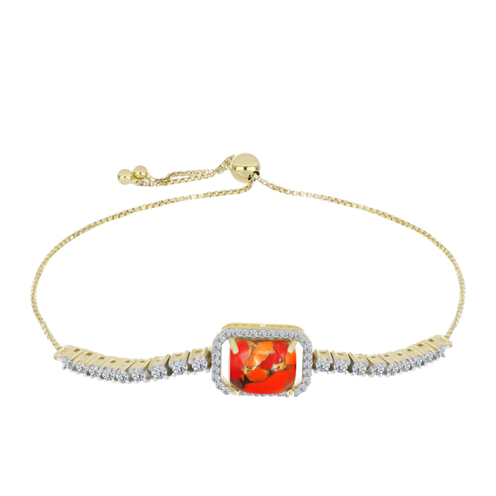 Brățară din Argint 925 Placat cu Aur ( 5.7 grame ) cu Turcoaz Mohave și Topaz Alb 3.68 Carate 1 