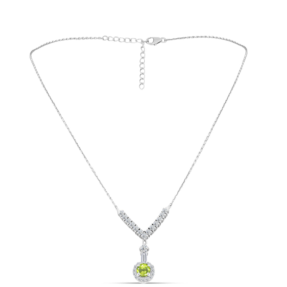 Colier din Argint 925 ( 5.01 grame ) cu Peridot Changbai și Topaz Alb 2.52 Carate 1 