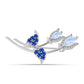 Broşă din Argint 925 ( 3.99 grame ) cu Safir Albastru Australian și Piatra Lunii Curcubeu 1.62 Carate