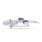 Broşă din Argint 925 ( 3.99 grame ) cu Safir Albastru Australian și Piatra Lunii Curcubeu 1.62 Carate