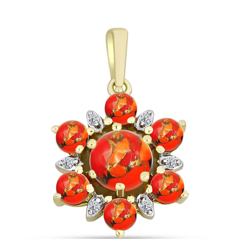 Pandantiv din Argint 925 Placat cu Aur ( 1.36 grame ) cu Turcoaz Mohave și Topaz Alb 1.57 Carate 1 