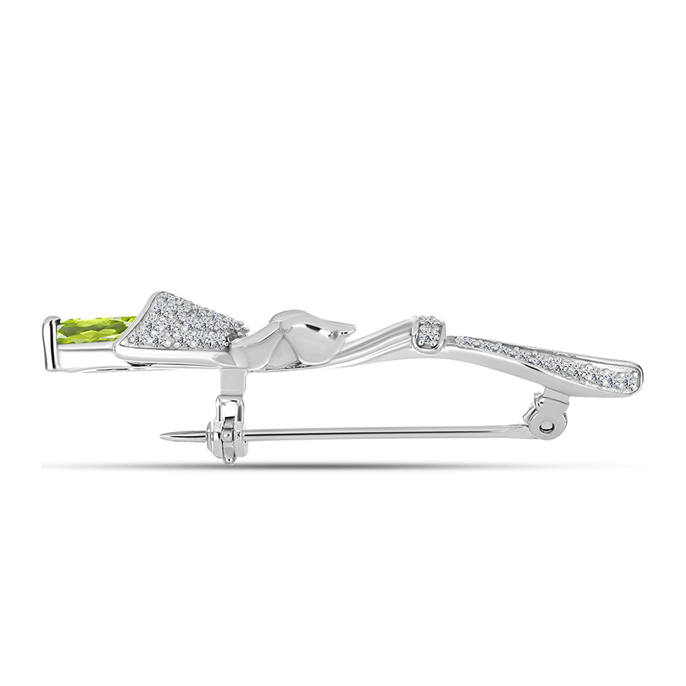 Broşă din Argint 925 ( 4.1 grame ) cu Peridot Changbai și Topaz Alb 1.54 Carate