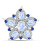 Broşă din Argint 925 ( 4.53 grame ) cu Safir Albastru Australian și Piatra Lunii Curcubeu 4.75 Carate
