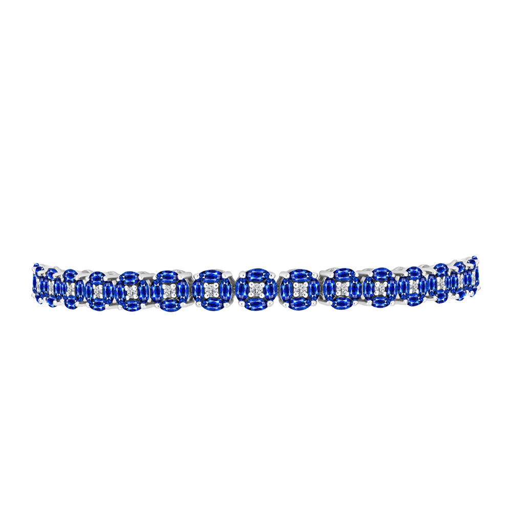 Brățară din Argint 925 ( 11.34 grame ) cu Safir Albastru Australian și Topaz Alb 9.17 Carate 2 
