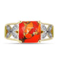 Inel din Argint 925 Placat cu Aur ( 4.22 grame ) cu Turcoaz Mohave și Topaz Alb 3.79 Carate