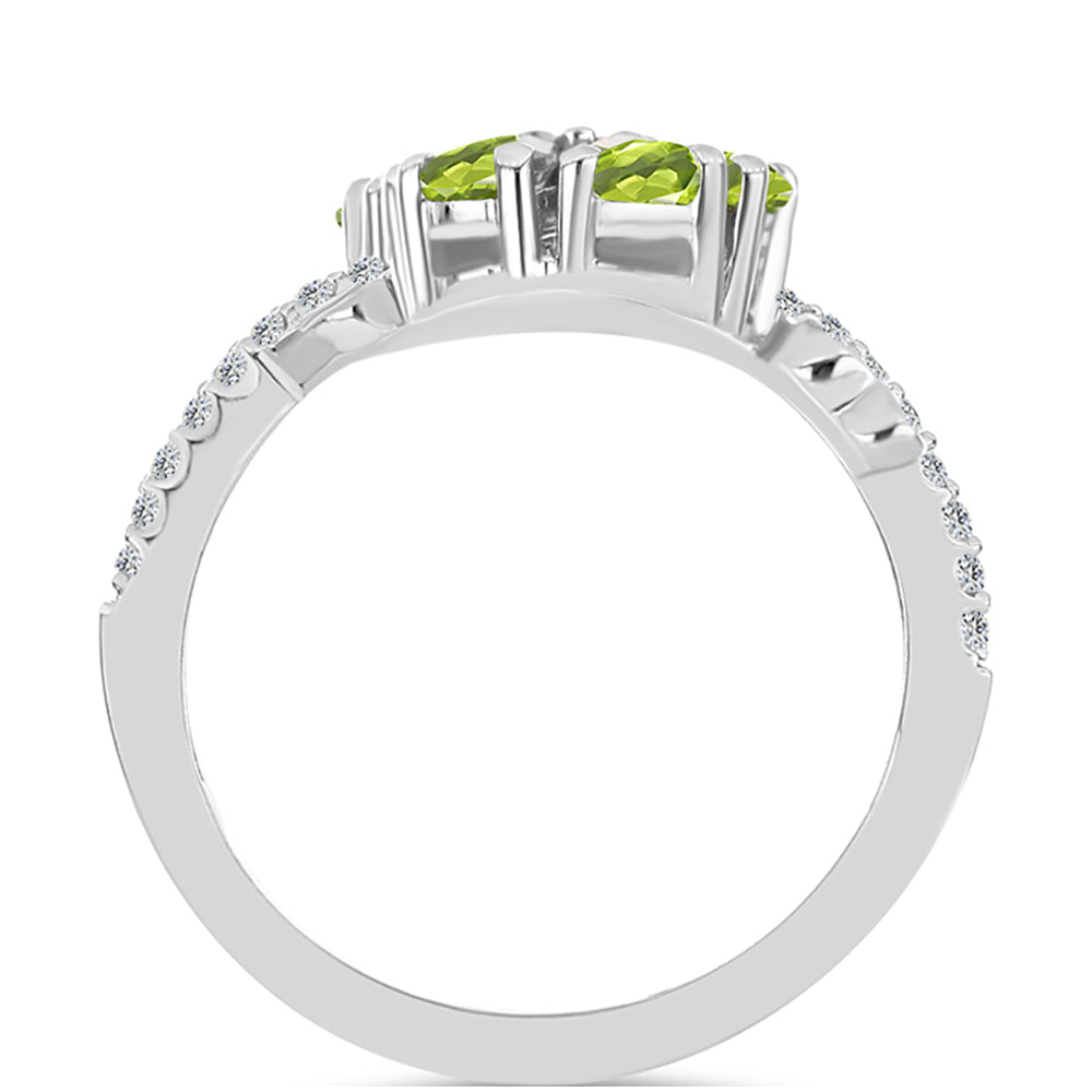 Inel din Argint 925 ( 4.28 grame ) cu Peridot Changbai și Topaz Alb 2.4 Carate 2 