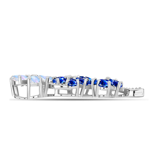 Pandantiv din Argint 925 ( 3.83 grame ) cu Safir Albastru Australian și Piatra Lunii Curcubeu 4.2 Carate