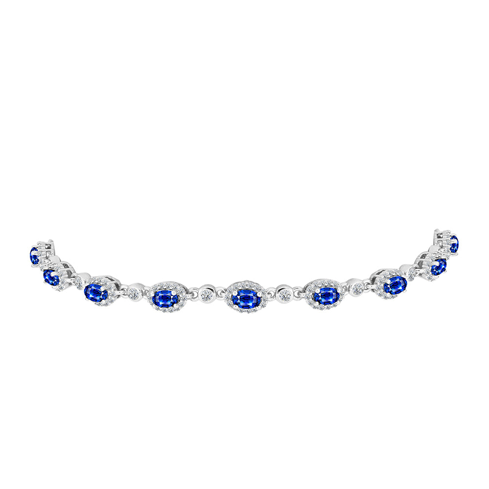 Brățară din Argint 925 ( 7.07 grame ) cu Safir Albastru Australian și Topaz Alb 4.37 Carate