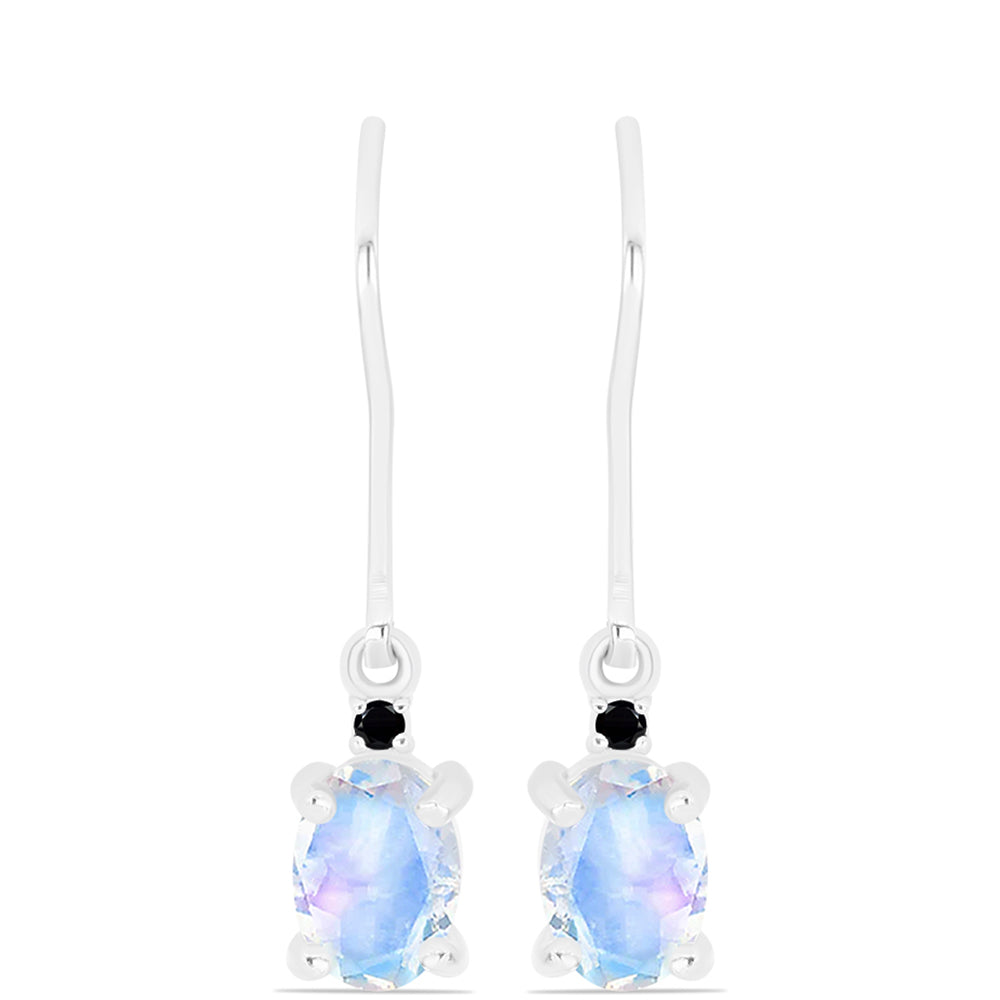 Cercei din Argint 925 ( 1.61 grame ) cu Safir Albastru Australian și Piatra Lunii Curcubeu 1.5 Carate 1 