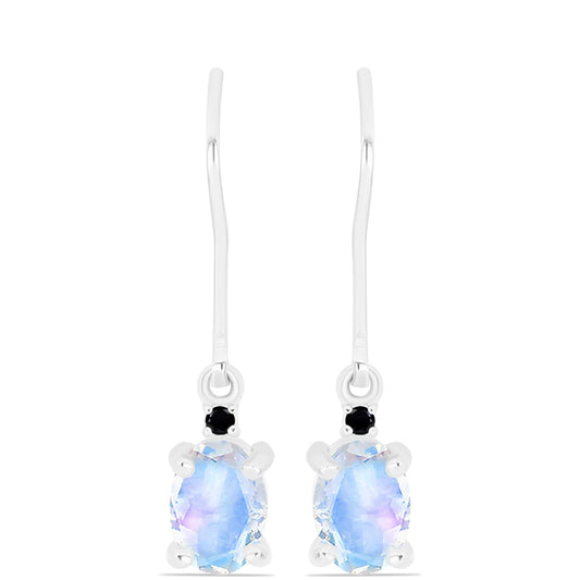 Cercei din Argint 925 ( 1.61 grame ) cu Safir Albastru Australian și Piatra Lunii Curcubeu 1.5 Carate