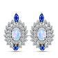 Cercei din Argint 925 ( 4.24 grame ) cu Safir Albastru Australian și Piatra Lunii Curcubeu 2.26 Carate