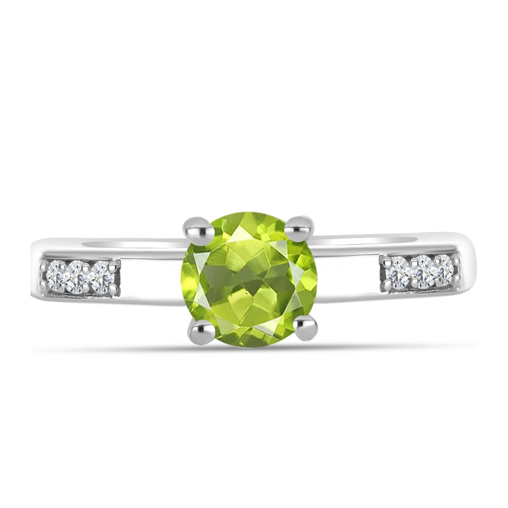Inel din Argint 925 ( 2.89 grame ) cu Peridot Changbai și Topaz Alb 1 Carate