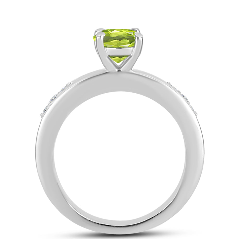 Inel din Argint 925 ( 2.89 grame ) cu Peridot Changbai și Topaz Alb 1 Carate 2 