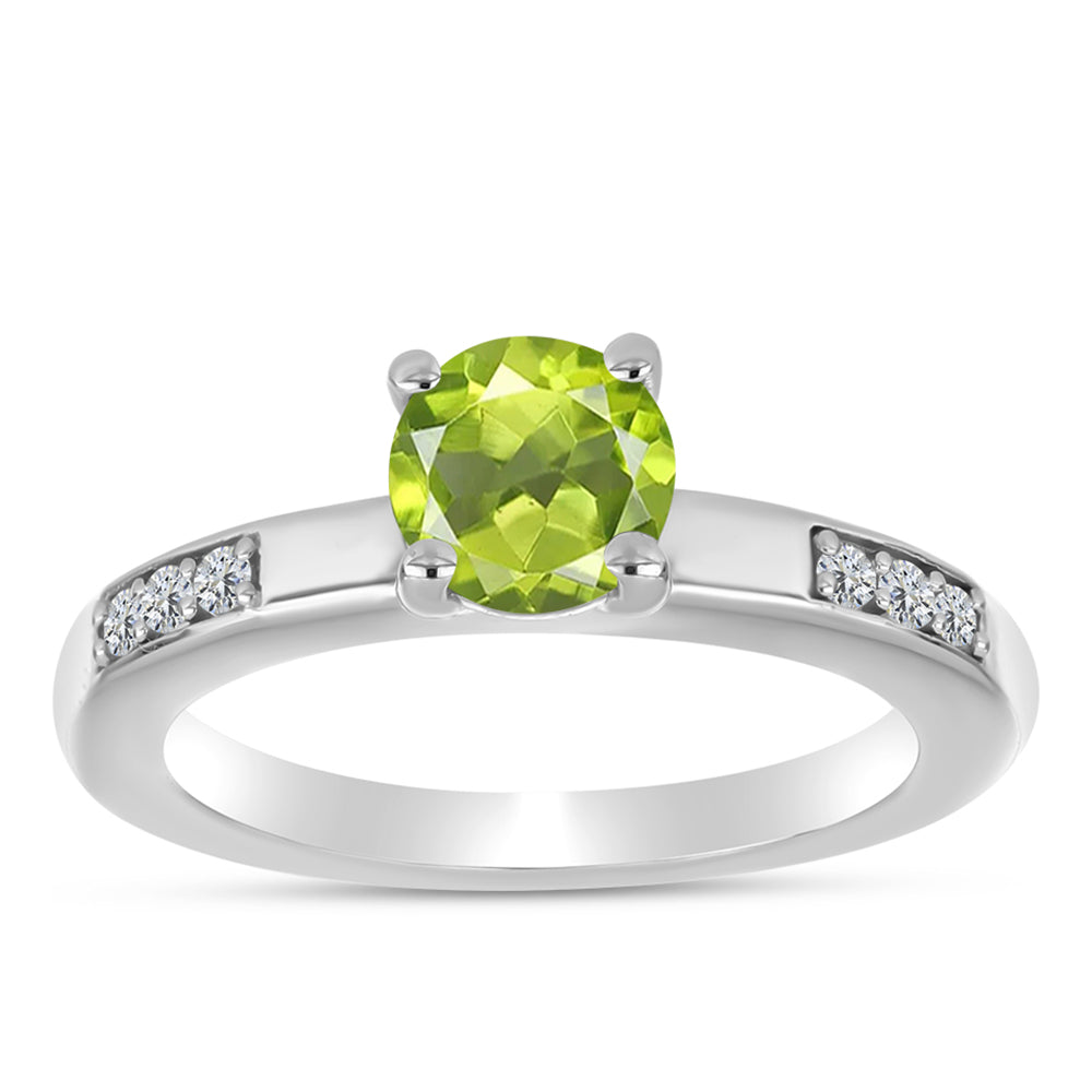 Inel din Argint 925 ( 2.89 grame ) cu Peridot Changbai și Topaz Alb 1 Carate 3 