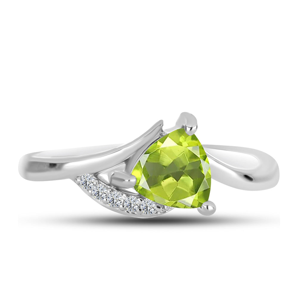 Inel din Argint 925 ( 2.02 grame ) cu Peridot Changbai și Topaz Alb 0.89 Carate 1 