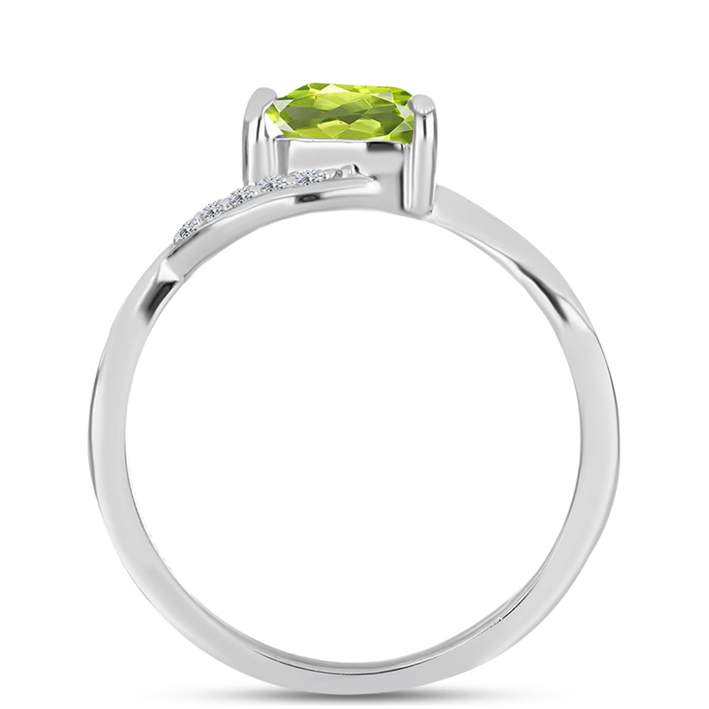 Inel din Argint 925 ( 2.02 grame ) cu Peridot Changbai și Topaz Alb 0.89 Carate
