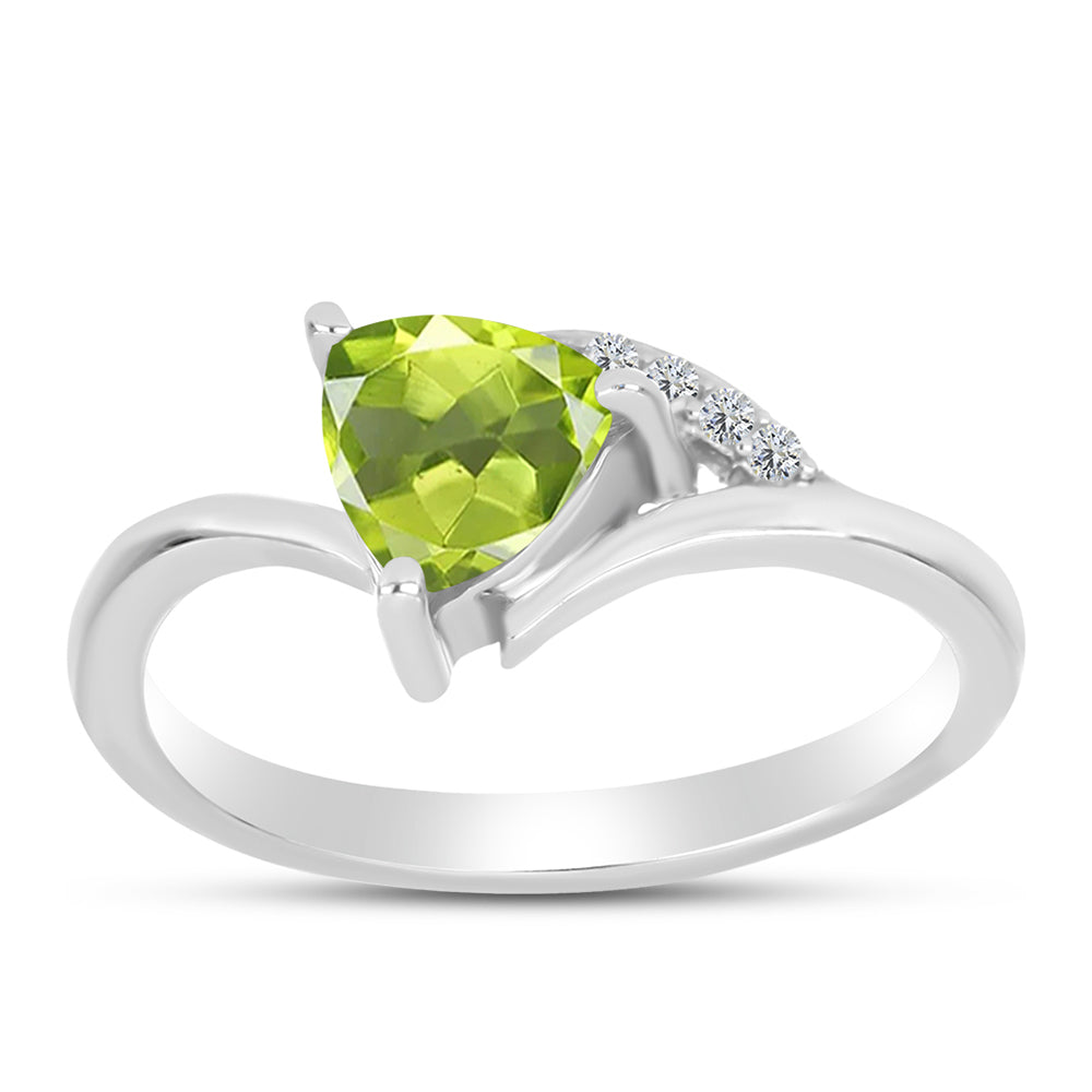 Inel din Argint 925 ( 2.02 grame ) cu Peridot Changbai și Topaz Alb 0.89 Carate