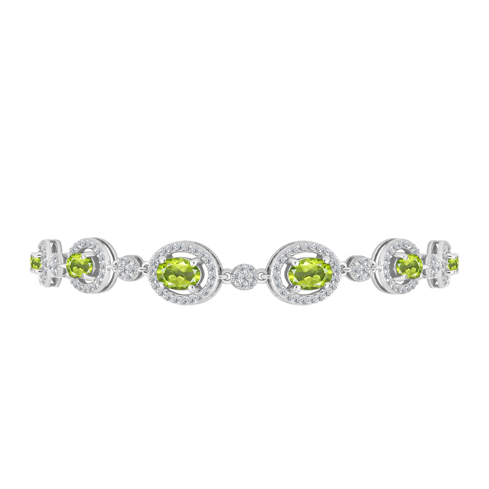Brățară din Argint 925 ( 8.13 grame ) cu Peridot Changbai și Topaz Alb 4.67 Carate 2 