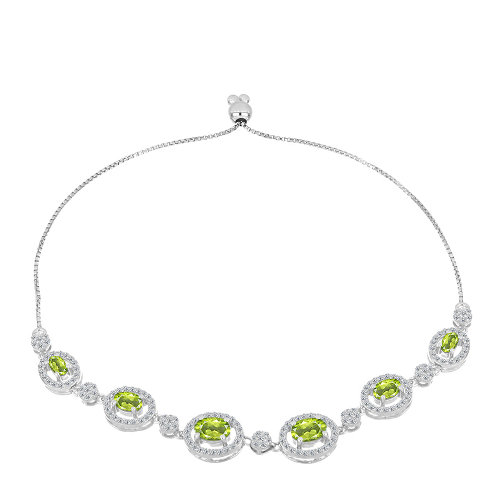 Brățară din Argint 925 ( 8.13 grame ) cu Peridot Changbai și Topaz Alb 4.67 Carate