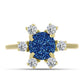 Inel din Argint 925 Placat cu Aur ( 3.13 grame ) cu Albastru Drusy și Topaz Alb 2.9 Carate