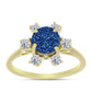 Inel din Argint 925 Placat cu Aur ( 3.13 grame ) cu Albastru Drusy și Topaz Alb 2.9 Carate