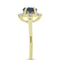 Inel din Argint 925 Placat cu Aur ( 3.13 grame ) cu Albastru Drusy și Topaz Alb 2.9 Carate