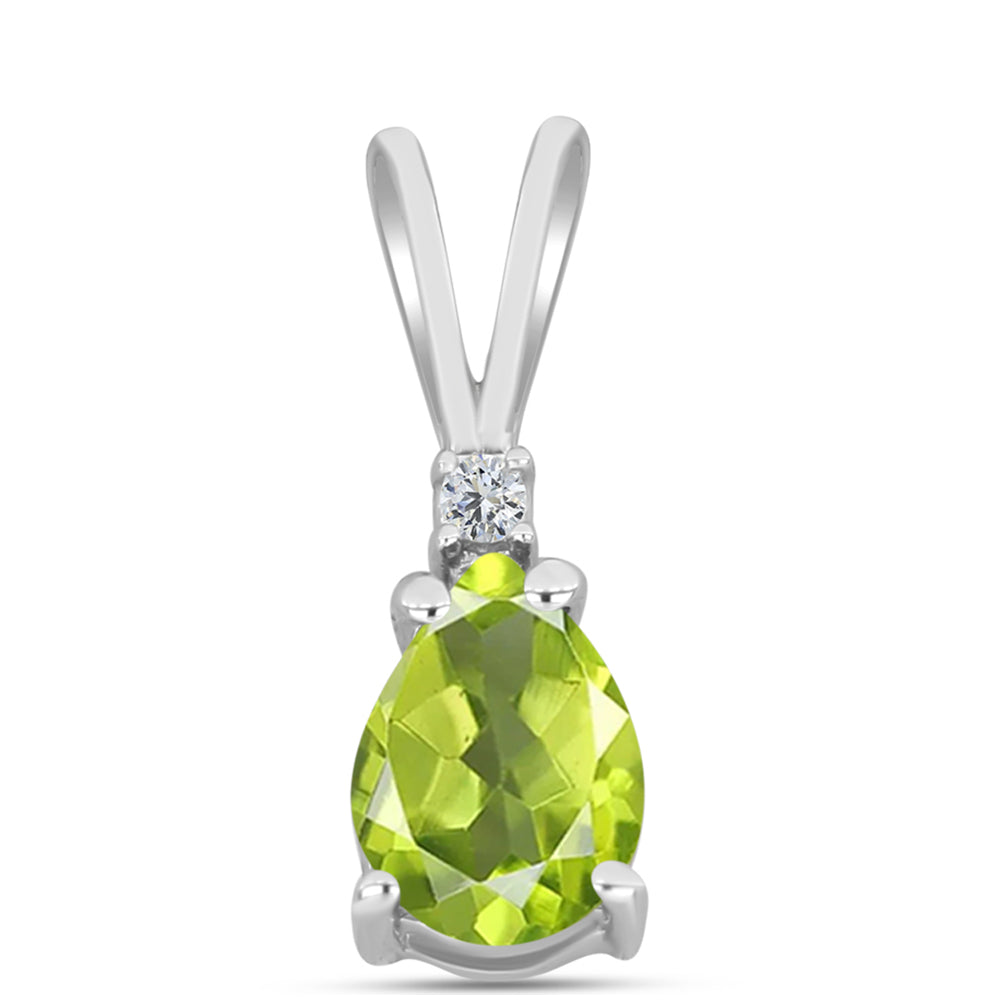 Pandantiv din Argint 925 ( 0.55 grame ) cu Peridot Changbai și Topaz Alb 0.76 Carate
