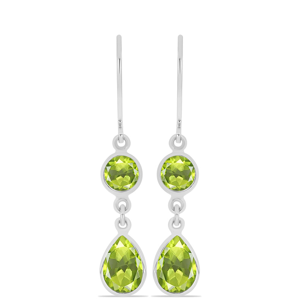 Cercei din Argint 925 ( 1.29 grame ) cu Peridot Changbai 3.17 Carate