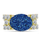 Inel din Argint 925 Placat cu Aur ( 4.37 grame ) cu Albastru Drusy și Topaz Alb 7.33 Carate