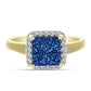 Inel din Argint 925 Placat cu Aur ( 3.64 grame ) cu Albastru Drusy și Topaz Alb 3.03 Carate