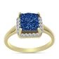 Inel din Argint 925 Placat cu Aur ( 3.64 grame ) cu Albastru Drusy și Topaz Alb 3.03 Carate