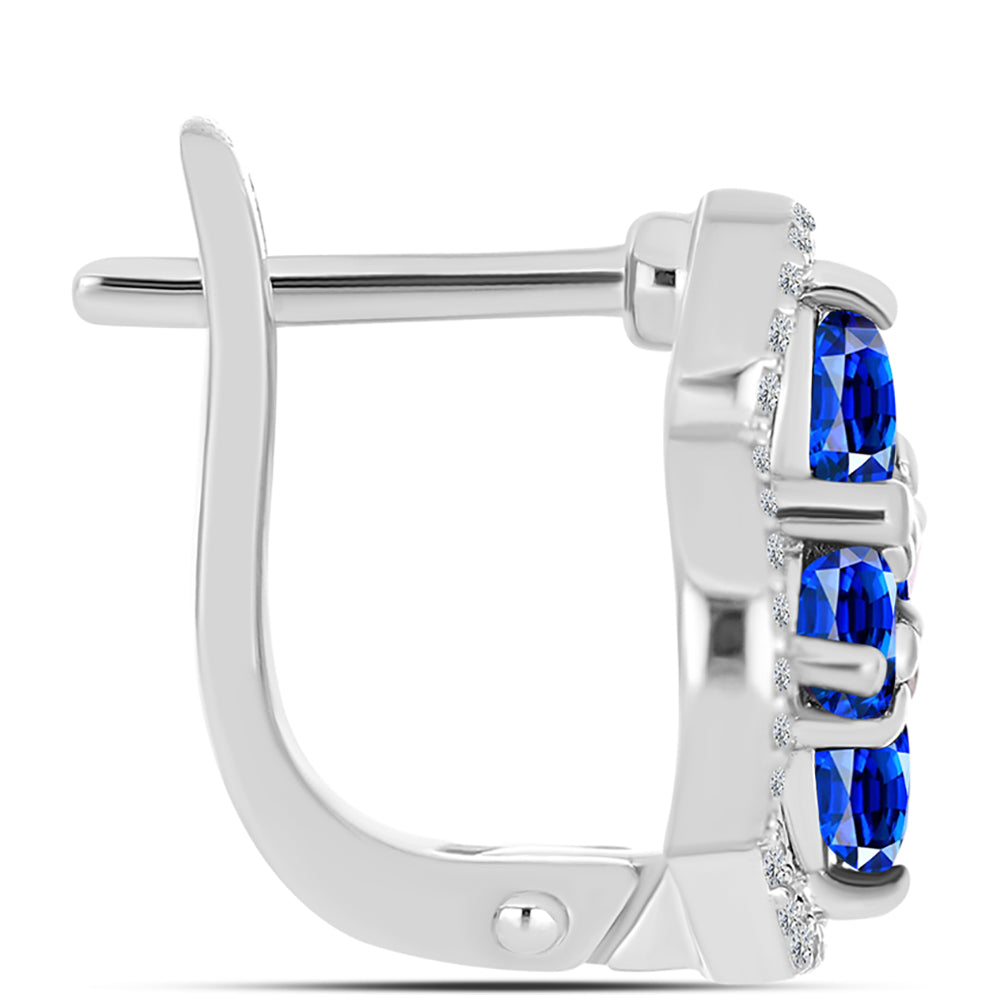 Cercei din Argint 925 ( 5.18 grame ) cu Safir Albastru Australian și Topaz Alb 2.42 Carate