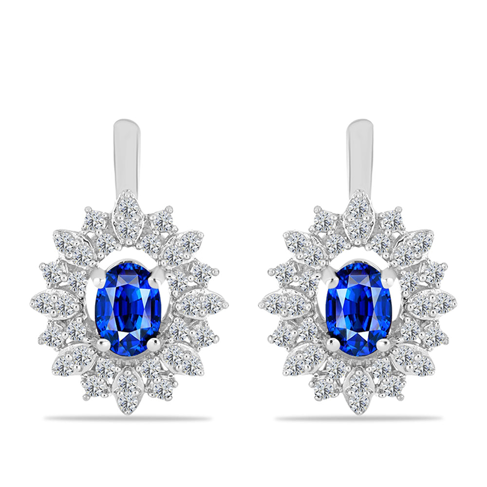 Cercei din Argint 925 ( 3.65 grame ) cu Safir Albastru Australian și Topaz Alb 1.88 Carate