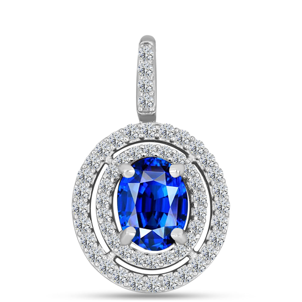 Pandantiv din Argint 925 ( 1.52 grame ) cu Safir Albastru Australian și Topaz Alb 2.25 Carate