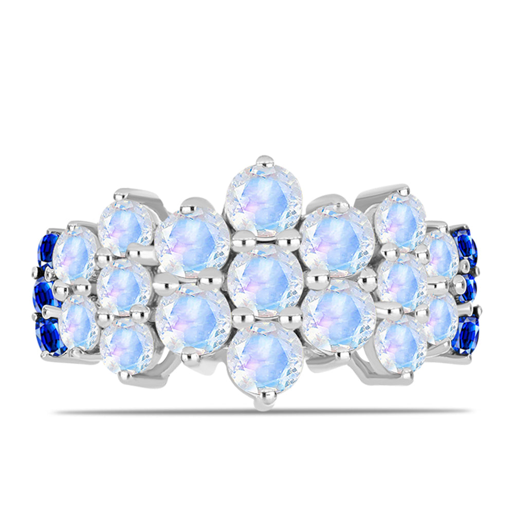 Inel din Argint 925 ( 3.17 grame ) cu Safir Albastru Australian și Piatra Lunii Curcubeu 3.21 Carate 1 