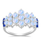 Inel din Argint 925 ( 3.17 grame ) cu Safir Albastru Australian și Piatra Lunii Curcubeu 3.21 Carate